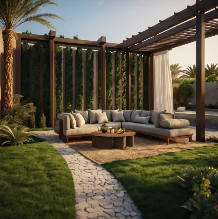 Professional landscaping in Al Riyadh City Abu Dhabi for villas. We create stylish gardens, patios, and eco-friendly outdoor spaces.