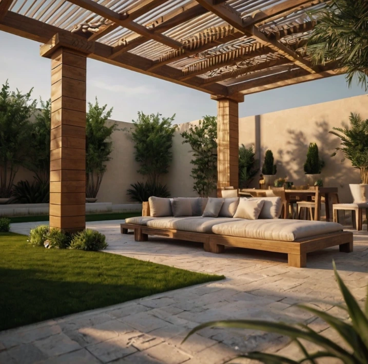 Professional landscaping in Al Riyadh City Abu Dhabi for villas. We create stylish gardens, patios, and eco-friendly outdoor spaces.