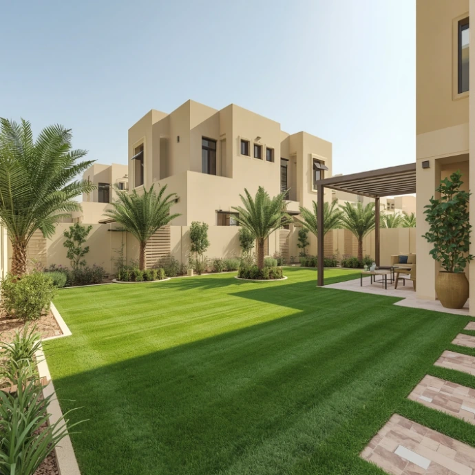 Reliable and affordable gardening services in Al Reef Abu Dhabi specializing in villa landscaping, softscape design, and year-round garden maintenance.