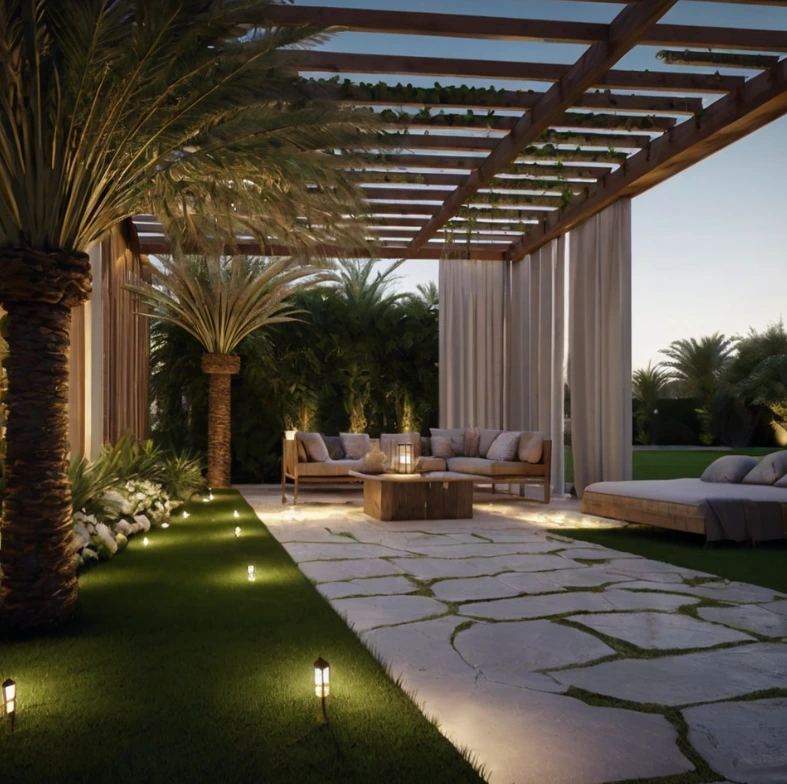 Professional and trusted gardening services in Al Shamkha Abu Dhabi specializing in villa landscaping, softscape design, and year-round garden maintenance.