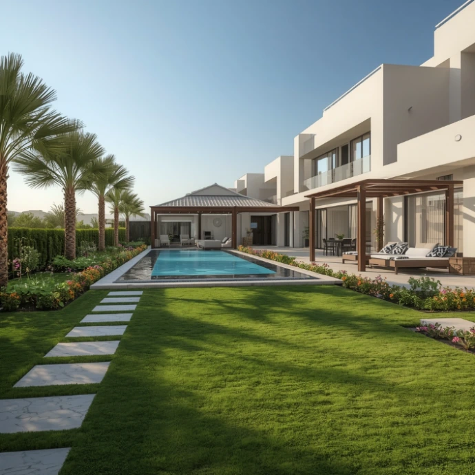 Leading landscaping company in Al Bahia Abu Dhabi providing expert garden maintenance, lawn care, pruning, and customized outdoor living spaces.