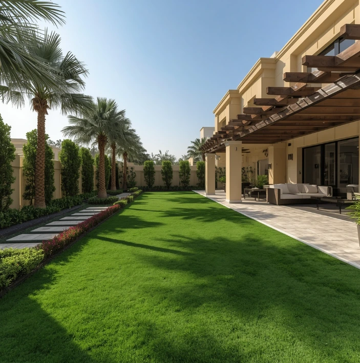 Shakhbout City Abu Dhabi featuring gardens, pools, gazebos, pergolas, lawns, and customized villa landscape solutions. Luxury outdoor landscaping in Shakhbout City Abu Dhabi featuring gardens, pools, gazebos, pergolas, lawns, and customized villa landscape solutions.
