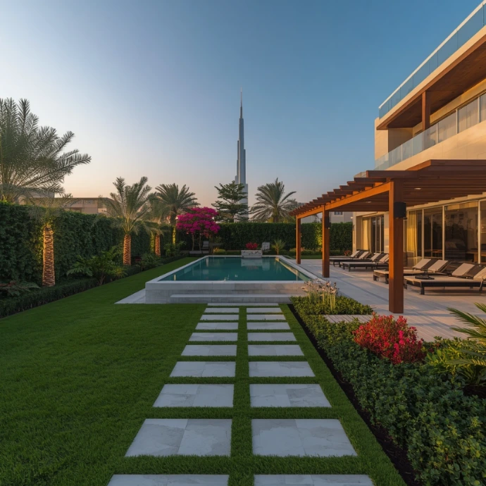 Experience premium outdoor landscaping services in Downtown Dubai Dubai with custom gardens, luxury pools, smart irrigation, pergolas, gazebos, and beautiful villa landscapes today.