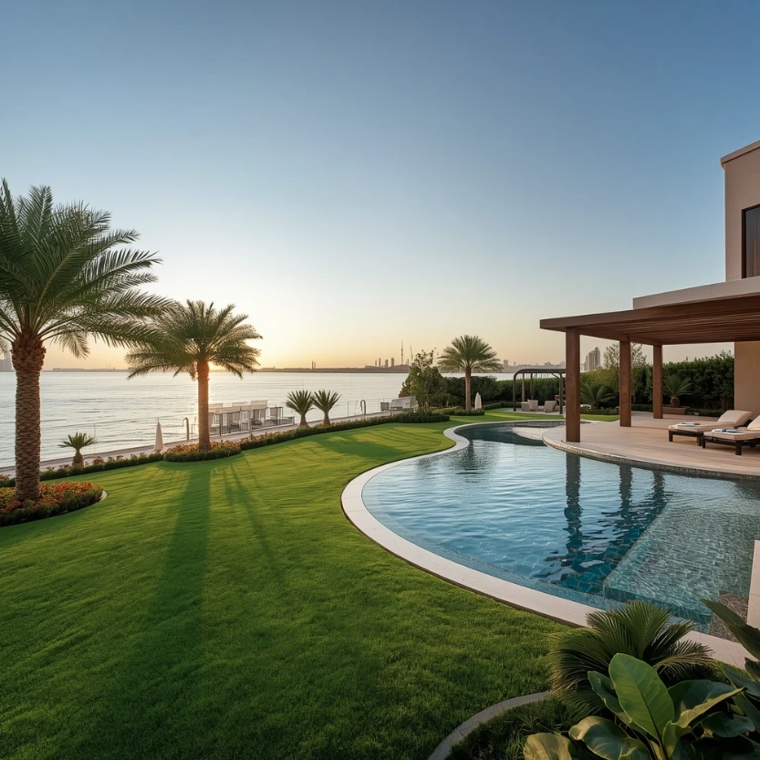 Discover customized outdoor landscaping services in Al Satwa Dubai featuring elegant gardens, luxury pools, pergolas, irrigation systems, and complete villa landscape transformations beautifully.
