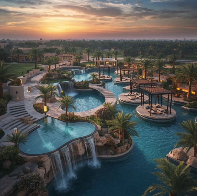 Professional landscaping and gardening in Muhaisnah Dubai designing beautiful villa gardens, commercial landscapes, healthy lawns, pool surroundings, sustainable planting, and modern outdoor environments.