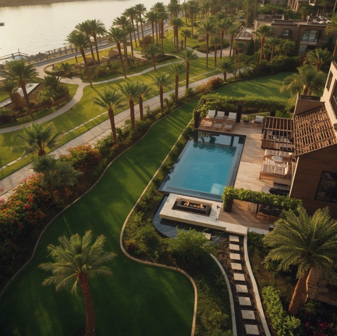 Enhance outdoor spaces in DAMAC Lagoons Dubai through custom landscaping, beautiful gardens, premium artificial grass, modern pergolas, pool landscaping, and expert maintenance services.