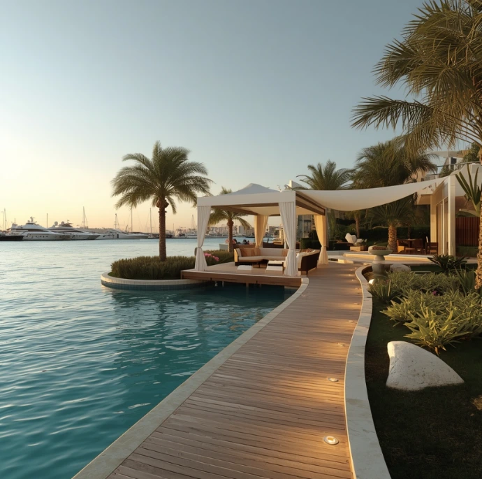 Green Sights Landscaping LLC delivers professional landscaping in Al Bateen Marina Abu Dhabi featuring bespoke gardens, luxury pools, gazebos, pathways, and expert maintenance services.