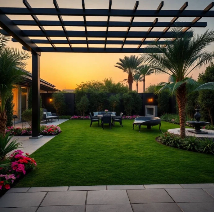 Experience premium Garden Design and Landscaping in Al Maqam, Al Ain with flower planting, tree pruning, irrigation maintenance, lush lawns, and sustainable landscaping solutions.