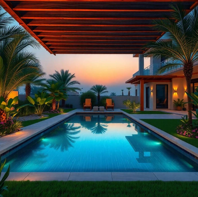Transform your outdoor space with garden design and landscaping in Ain Al Fayda Al Ain. Expert lawn care, irrigation, planting, and garden maintenance.