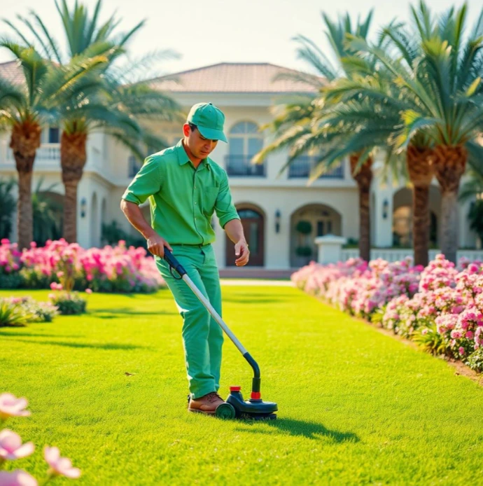 outdoor space with Greensite's reliable garden design and landscaping in Al Khan, Sharjah. Expert maintenance, villas, lawns, and irrigation.