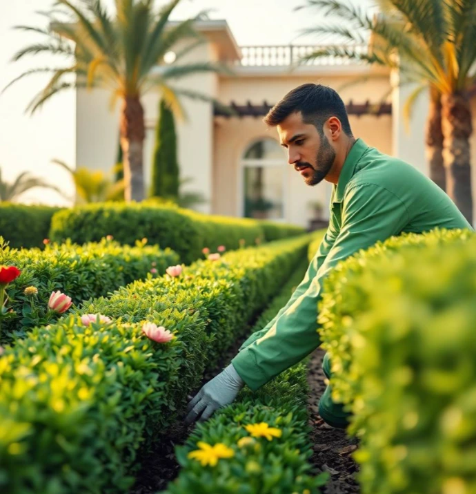 superior garden design and landscaping in Al Heerah Sharjah with luxury villa gardens, irrigation, maintenance, and bespoke outdoor living spaces.