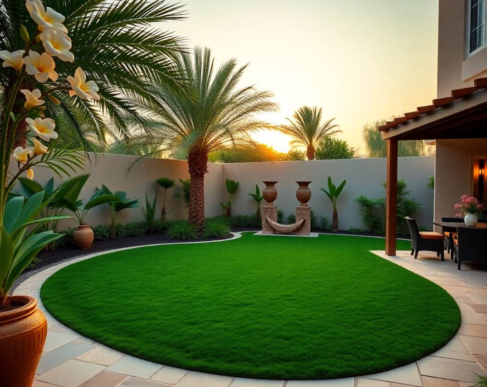 orrect hands with exactly five fingers, realistic Pakistani facial features, authentic skin pores, focused professional expression, detailed uniform stitching, realistic electrical landscape lighting fixture and tools, warm light illuminating nearby shrubs and flowering plants, stone pathway visible beside him, manicured lawn,