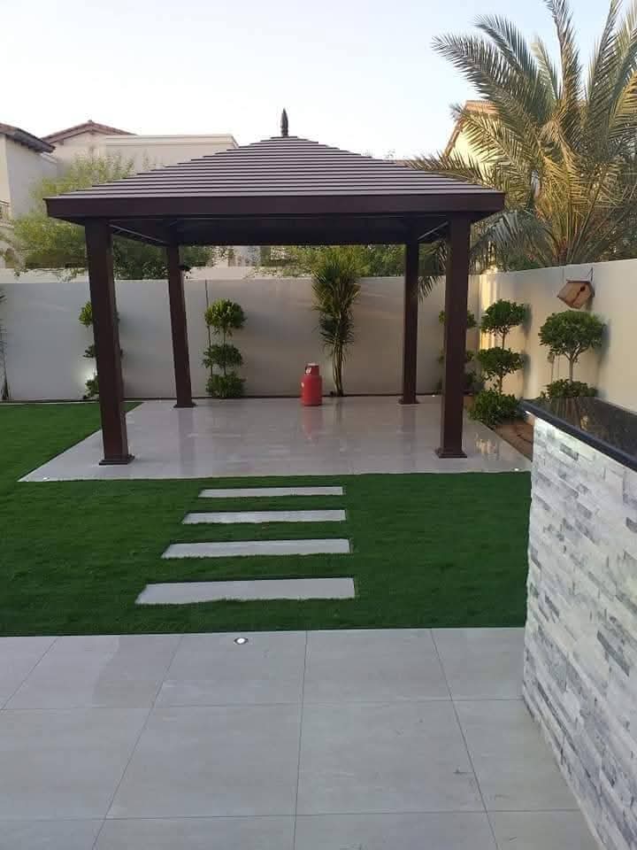Pergola and paving hardscape landscaping