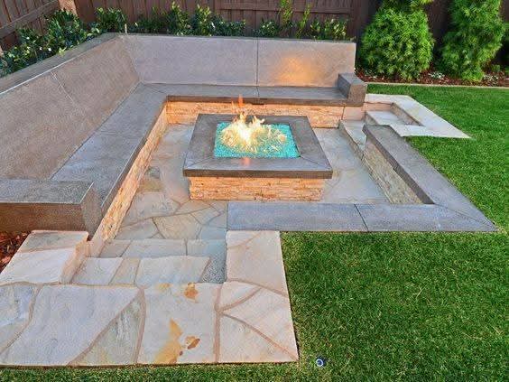 Hardscaping and outdoor seating area
