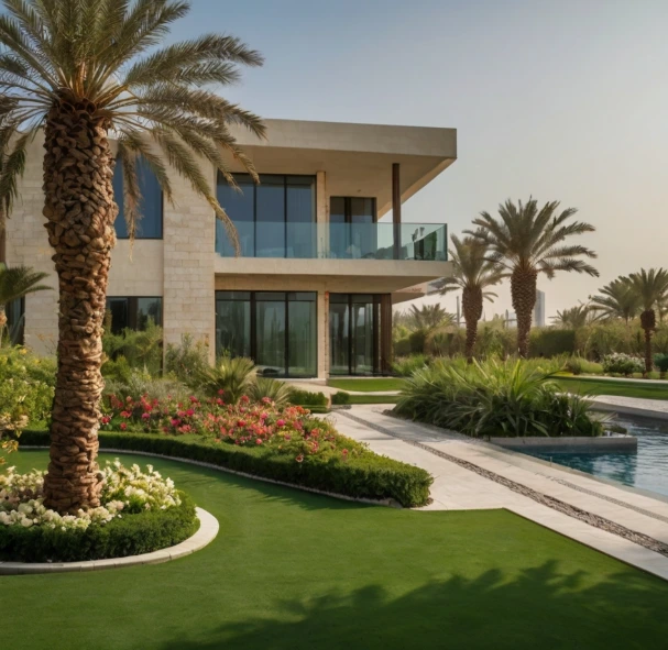 Greensite Landscaping delivers premium villa landscaping and gardening services in Al Reem Island Abu Dhabi, featuring desert-friendly plants, irrigation systems, lawn installation, and hardscape solutions.