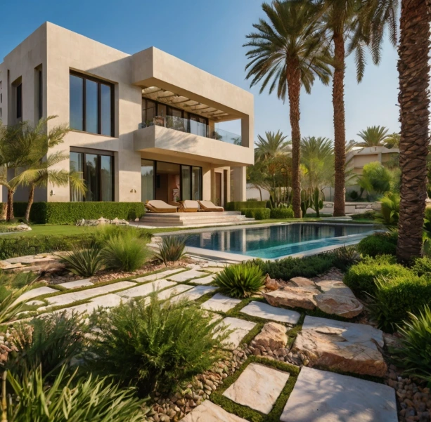 Professional landscaping and gardening in Rabdan Abu Dhabi including villa landscaping, garden design, irrigation systems, and landscape maintenance for residential and commercial properties.