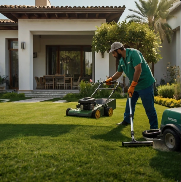 Create your dream outdoor space with villa landscaping and garden experts in Al Nahda Dubai. Artificial grass, swimming pool landscaping, and irrigation services included.