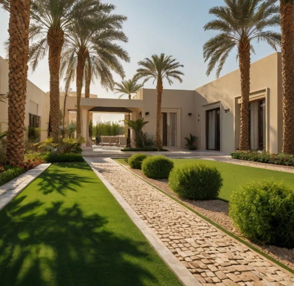 Garden Landscaping & Outdoor Design in Al Bandar Abu Dhabi Professional landscaping and gardening in Al Bandar Abu Dhabi. Luxury villa gardens, smart irrigation systems, lawn installation, and garden maintenance.
