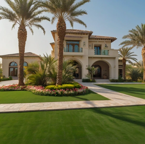 Professional landscaping and gardening in Delma Island Abu Dhabi. Luxury villa gardens, irrigation systems, lawn installation, and maintenance.
